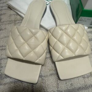 Bottega Veneta Cream Quilted Sandals